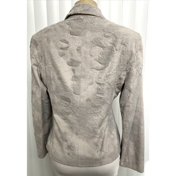 Future Ozbek Jacket Blazer Three button Faux Fur Gray Long Sleeve Notch 14 XL - Picture 4 of 10